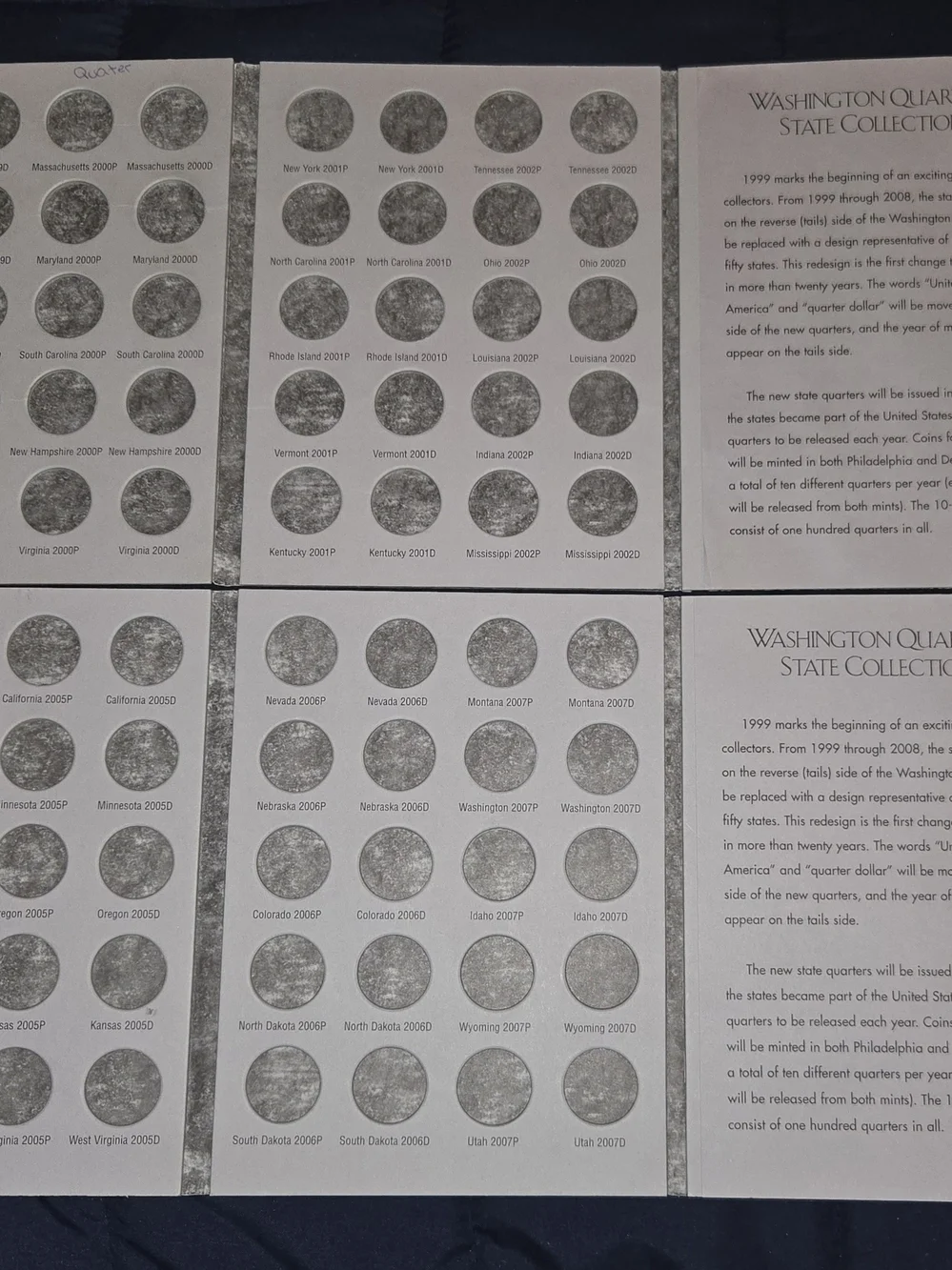 Washington Quarters State Collection Coin Albums - Black & Silver Covers
